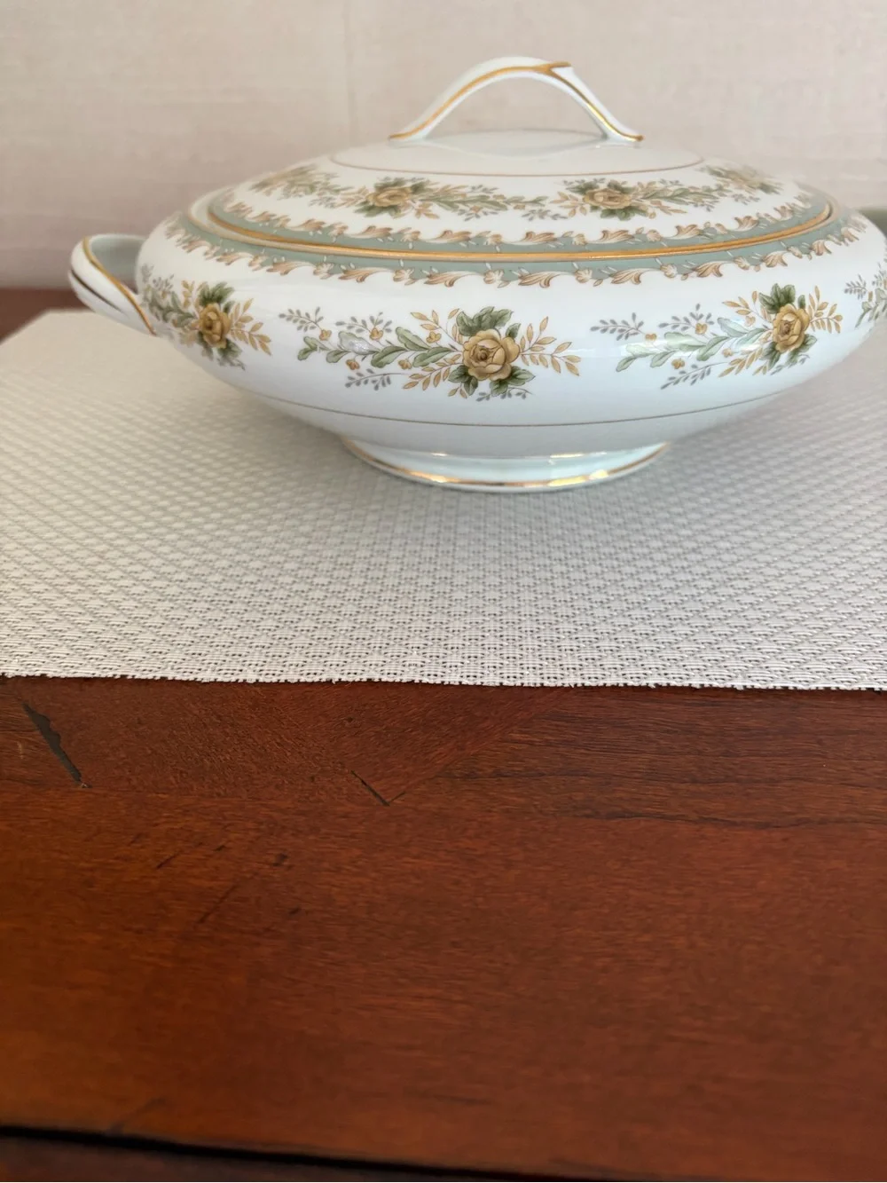 Noritake Brunswick Pattern Covered Serving Dish, Yellow Rose, lidded bowl